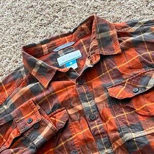 Columbia Omni-Wick Plaid Flannel Long Sleeve Button Up Shirt Men's Size L Orange